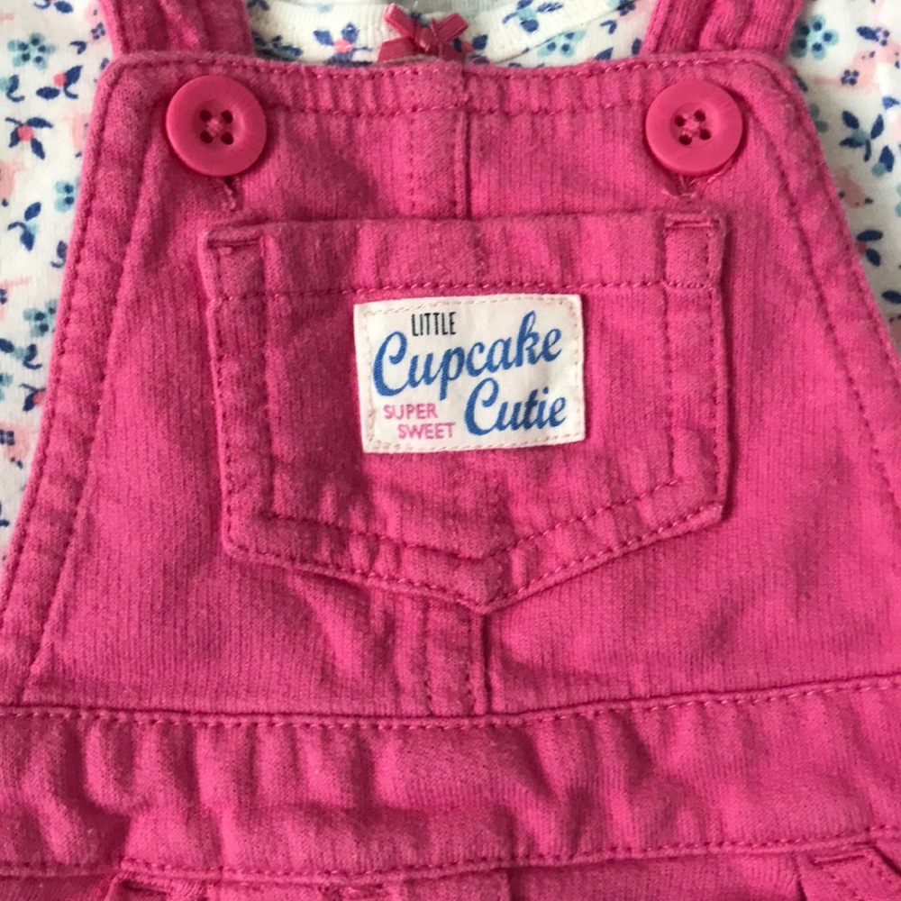 Carters Pink Shortall With Floral Tee - Picture 2 of 2
